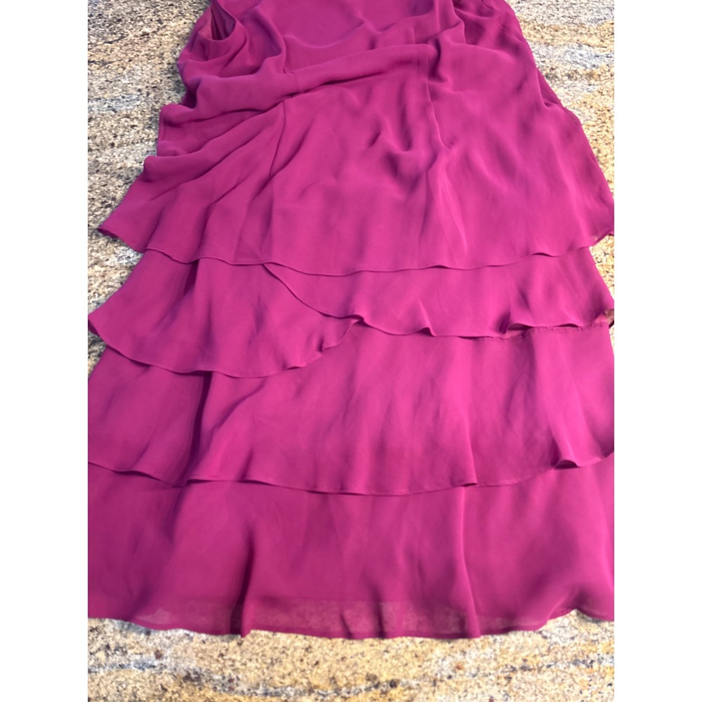 SLNY Womens Plum Purple Beaded Tiered Dress Jacket 2-piece Set Size 14 - Picture 9 of 13